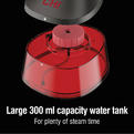 Large 300 ml capacity water tank for plenty of steam time